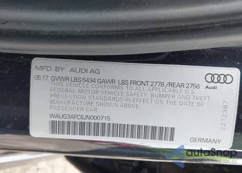 2018 Audi A6 3.0T Premium from USA, damaged, VIN WAUG3AFC8JN000715